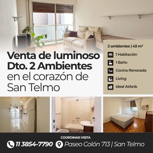 Departamento en Venta en pleno corazon de San Telmo