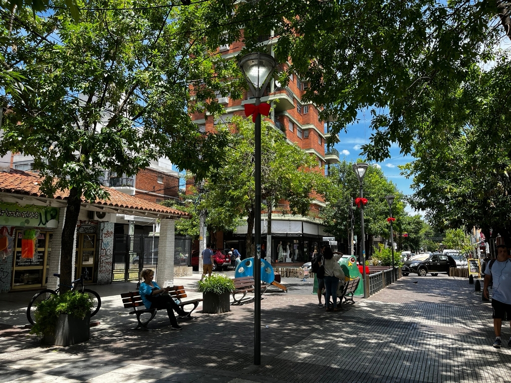 La Plaza Seca de Castelar Sur decorada para navidad.