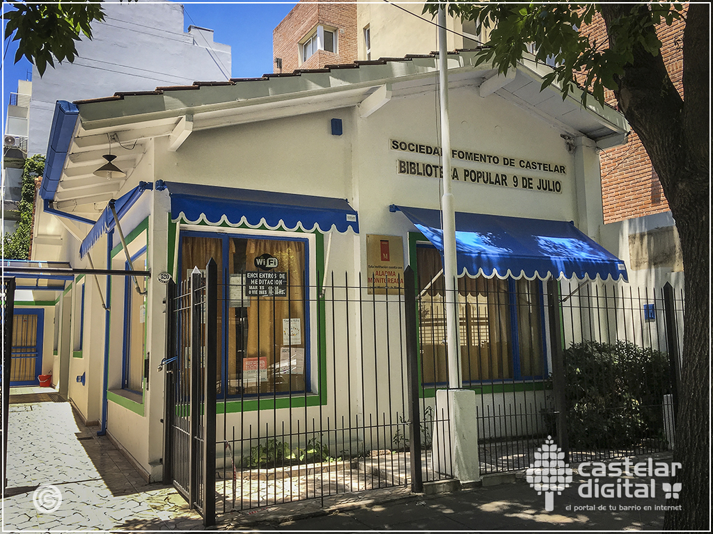 Fue en 1999 por medio de un comodato firmado con la Municipalidad de Morón, que la Biblioteca Popular 9 de Julio, perteneciente a la Sociedad de Fomento de Castelar, se mudó a su sede actual en Martín Irigoyen 520 de nuestar localidad. Foto Gabriel Colonna para Castelar Digital.