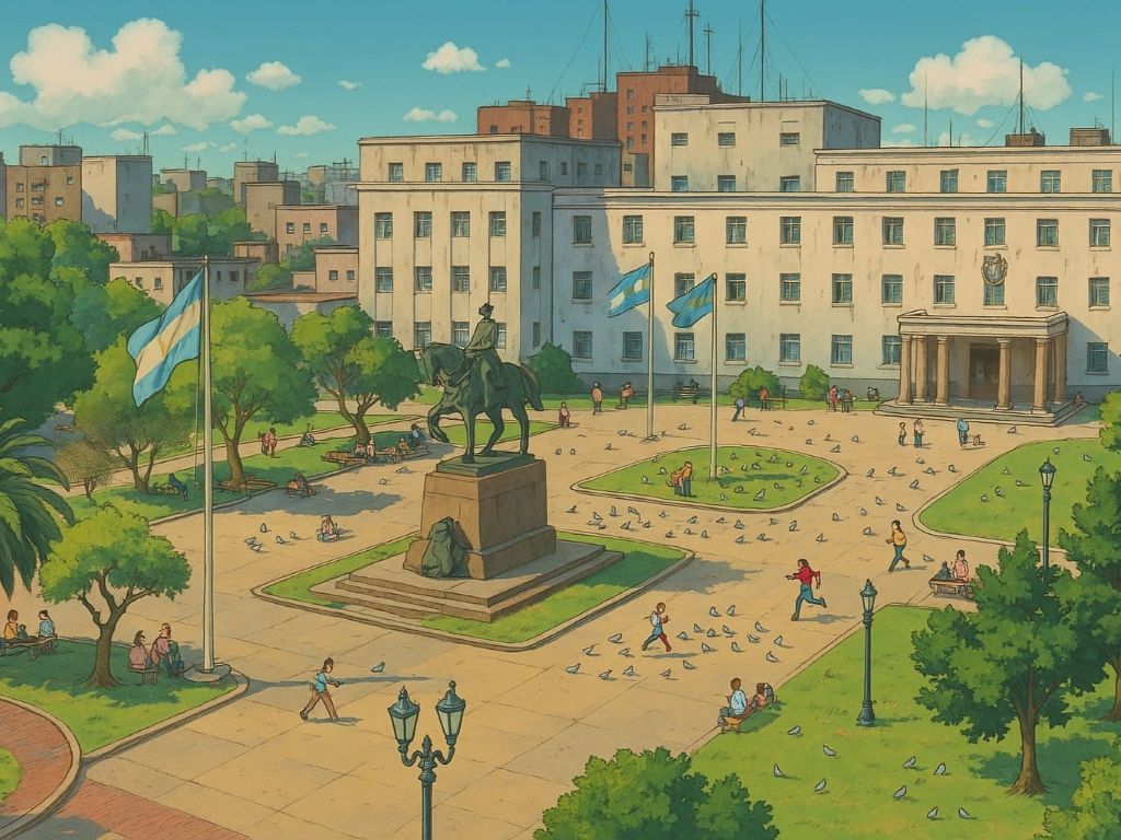 La Plaza San Martín y el Palacio Municipal de Morón. 