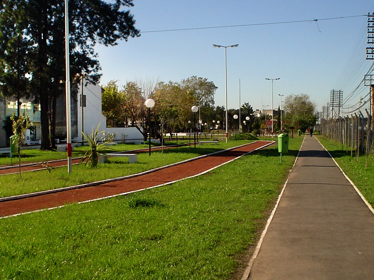 Plaza Cumelen con los caracterí­sticos pinos de Dante Pena