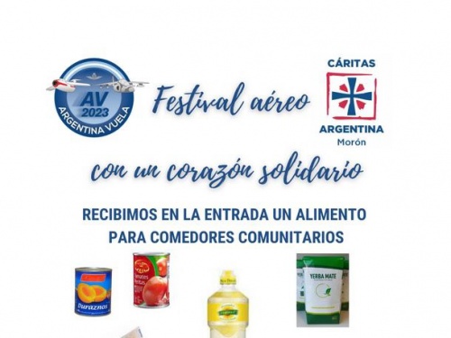 Cáritas Morón recibirá alimentos no perecederos en el Argentina Vuela