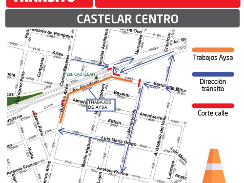 Cortarán el tránsito en Rivadavia y no se podrá circular por el centro de Castelar Sur