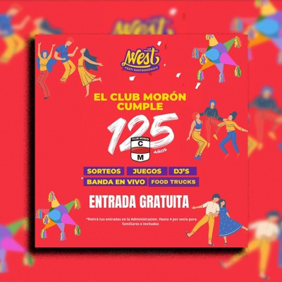 El Club Morón festejará su 125 años de historia con shows en vivo, festival gastronómico y juegos