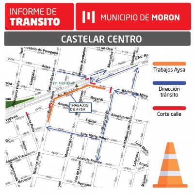 Cortarán el tránsito en Rivadavia y no se podrá circular por el centro de Castelar Sur
